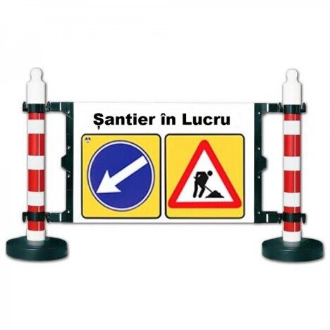 Panou pentru bariera cu stalpi santier in lucru